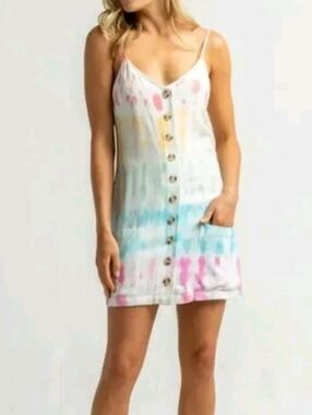 Rip Curl Pastel Tie-Dye Sundress in Pink and Yellow